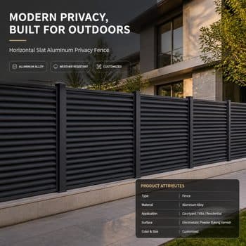 Premium Durable Weather Resistant Horizontal Slat Aluminum Privacy Fence for Residential Courtyard Boundary Enclosure