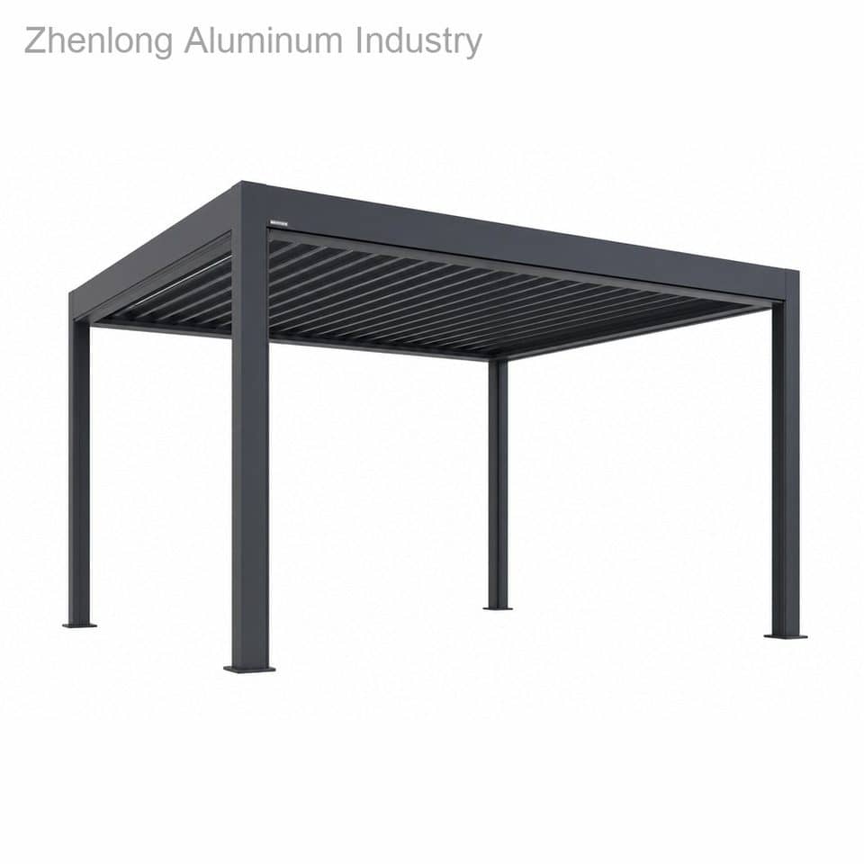 Industrial Style Aluminum Pergola with Louvered Roof 10x13ft Windproof & Waterproof for Urban Balcony Backyard Modern House