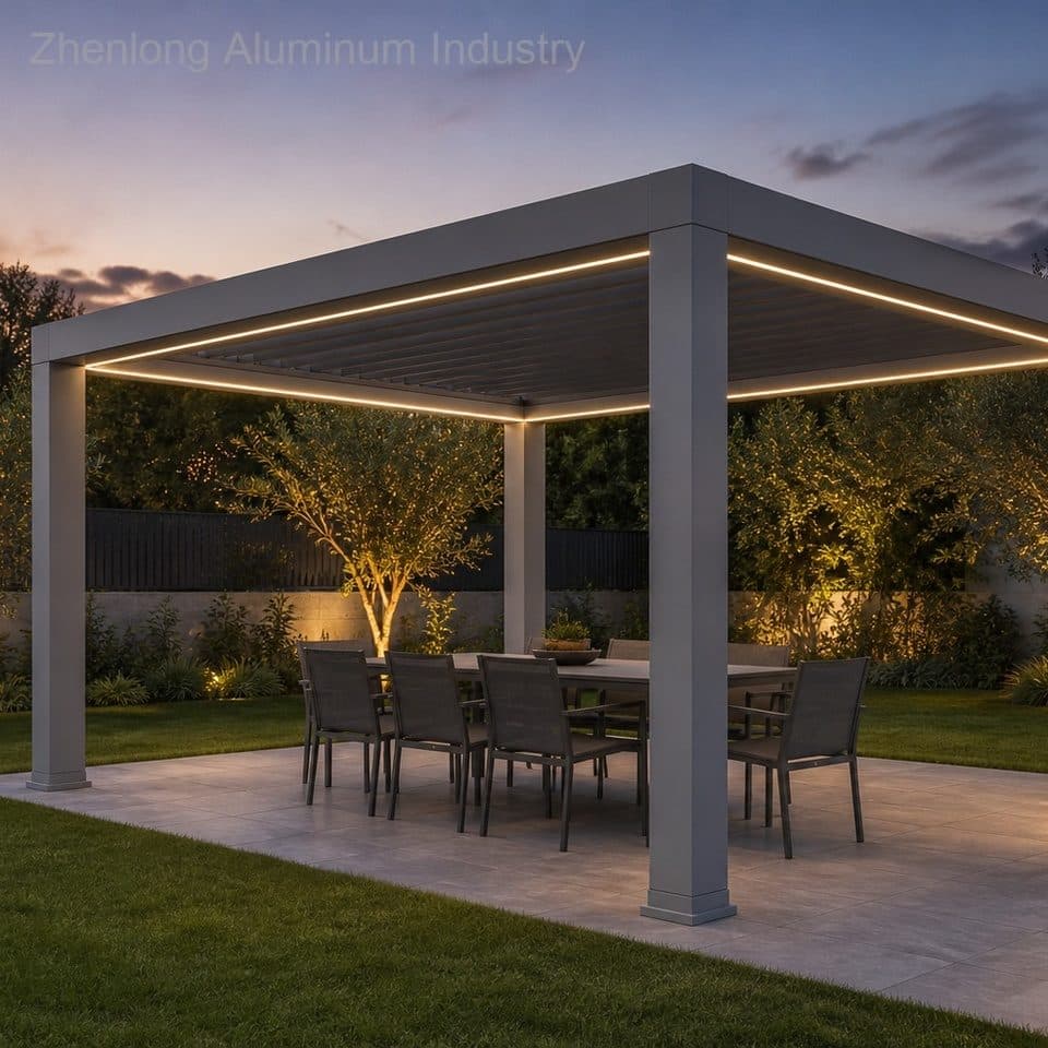 Innovative Electric 12x20ft Aluminum Pergola for Backyard Restaurants Residential Use Modern Design Waterproof Windproof