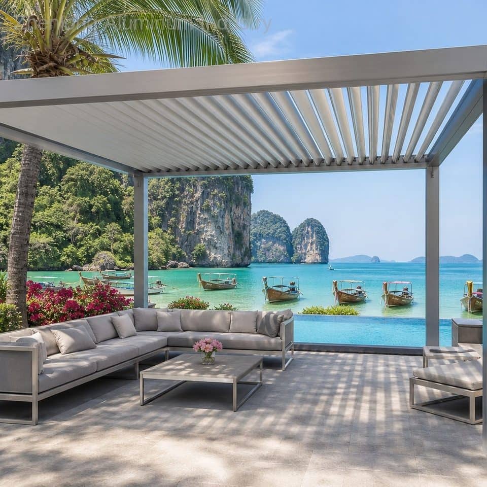 2026 New Design Hidden Drainage System 3x3m Aluminum Gazebo for Swimming Pool Backyard Modern Waterproof Windproof Outdoor