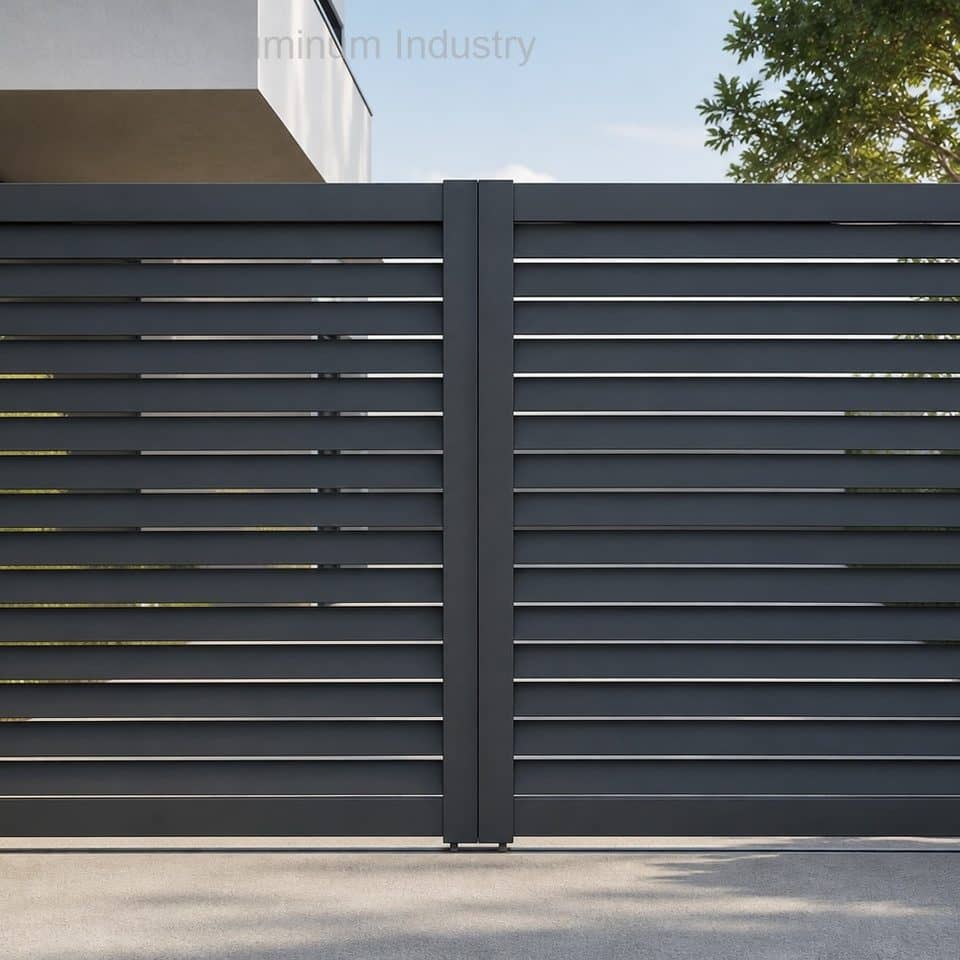 Durable Automatic Driveway Gates High Quality 6063-T5 Aluminum AAMA Powder Coated Modern Design Eco-Friendly Waterproof for