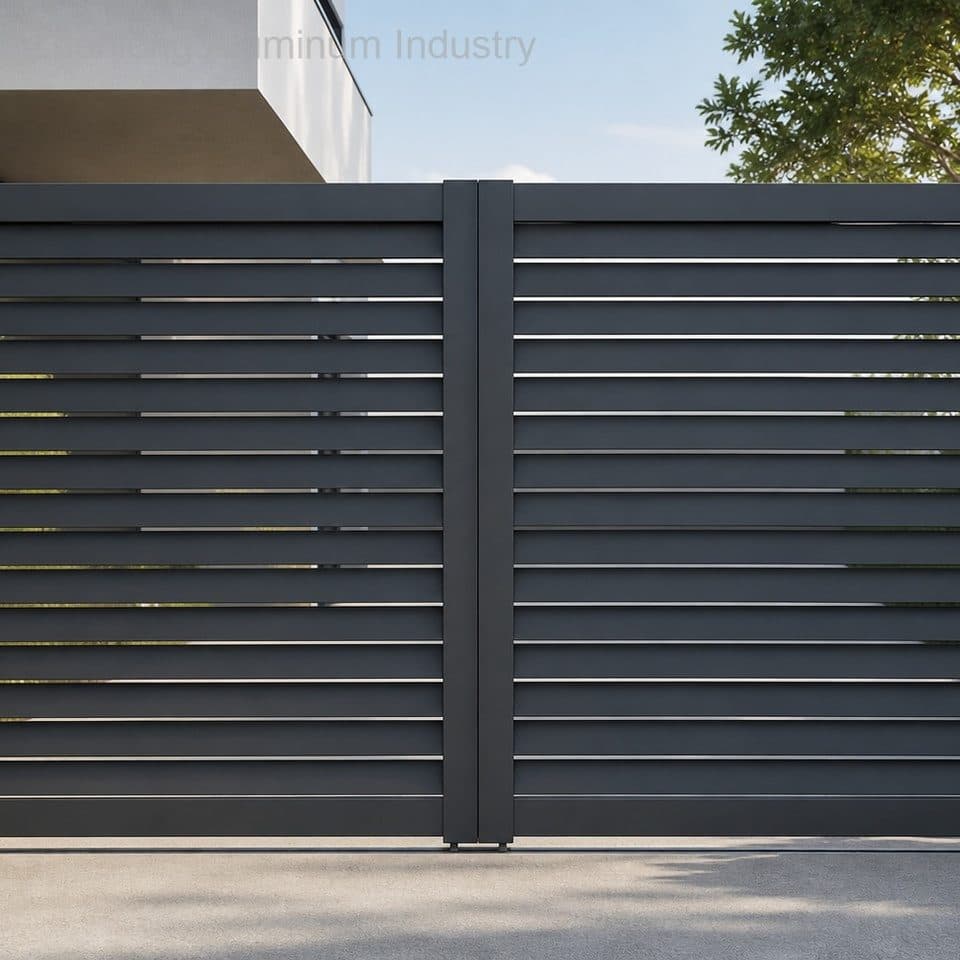 Durable Automatic Driveway Gates High Quality 6063-T5 Aluminum AAMA Powder Coated Modern Design Eco-Friendly Waterproof for