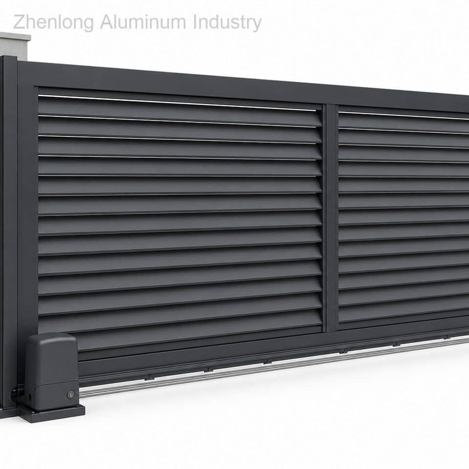 Aluminum Driveway Gates AAMA Powder Coated Modern Waterproof Weather Resistant Impact Resistant Safety Glass for Residential