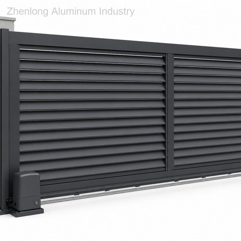 Aluminum Driveway Gates AAMA Powder Coated Modern Waterproof Weather Resistant Impact Resistant Safety Glass for Residential