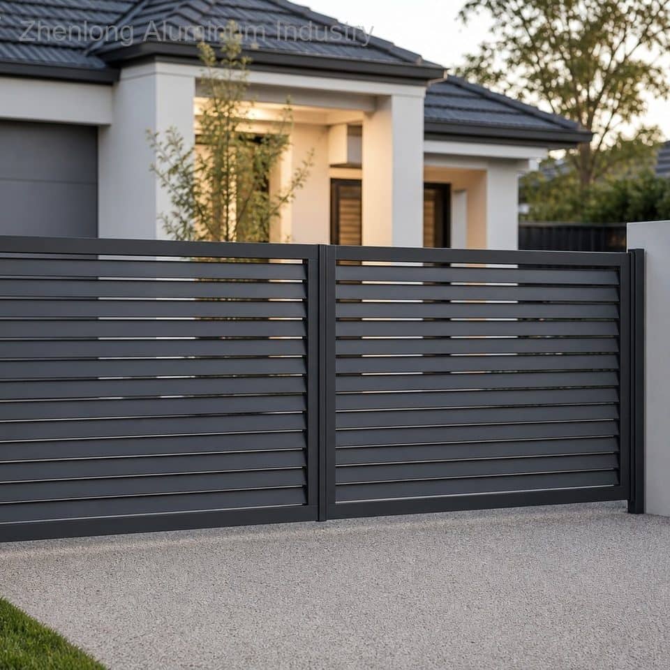 Contemporary Luxury Aluminum Privacy Driveway Gates with Waterproof Automatic Design for Residential Use