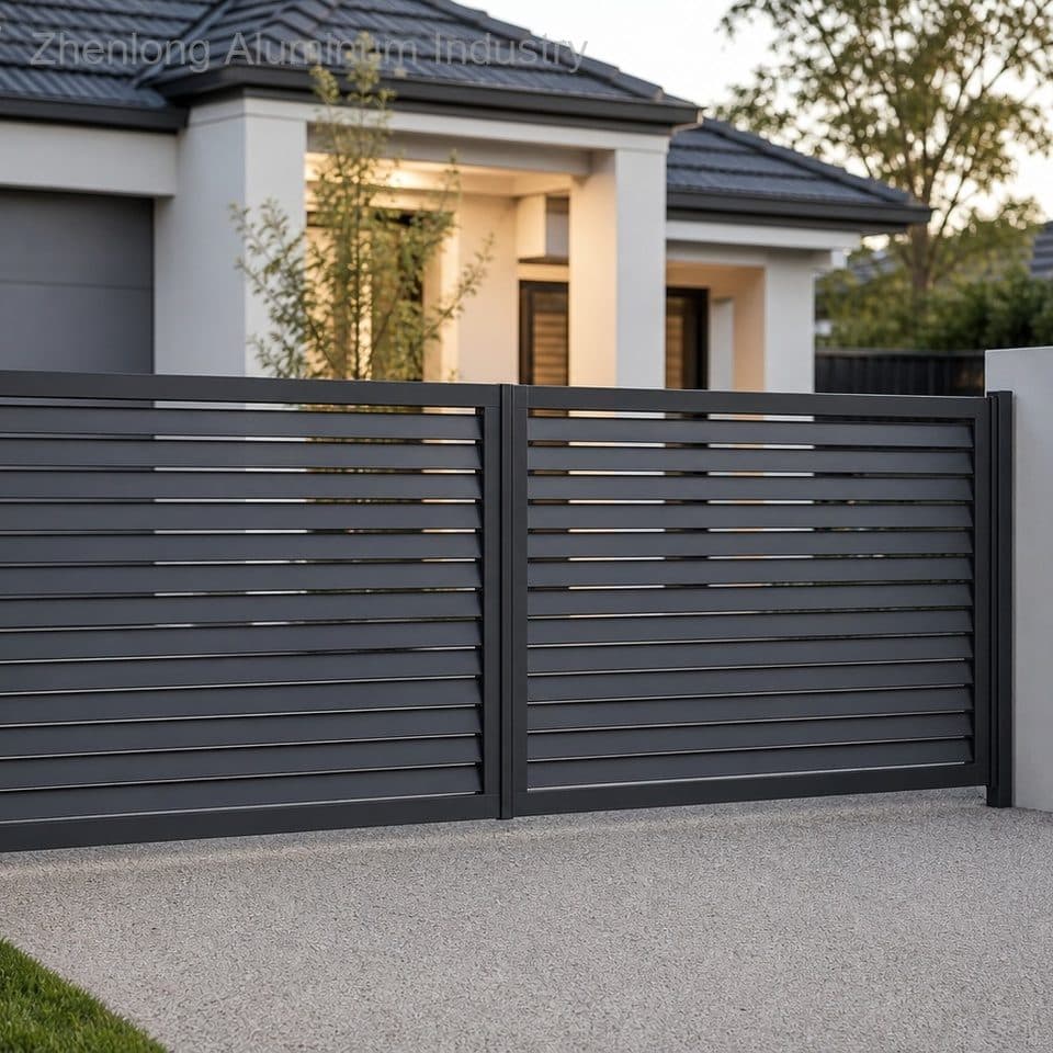 Contemporary Luxury Aluminum Privacy Driveway Gates with Waterproof Automatic Design for Residential Use