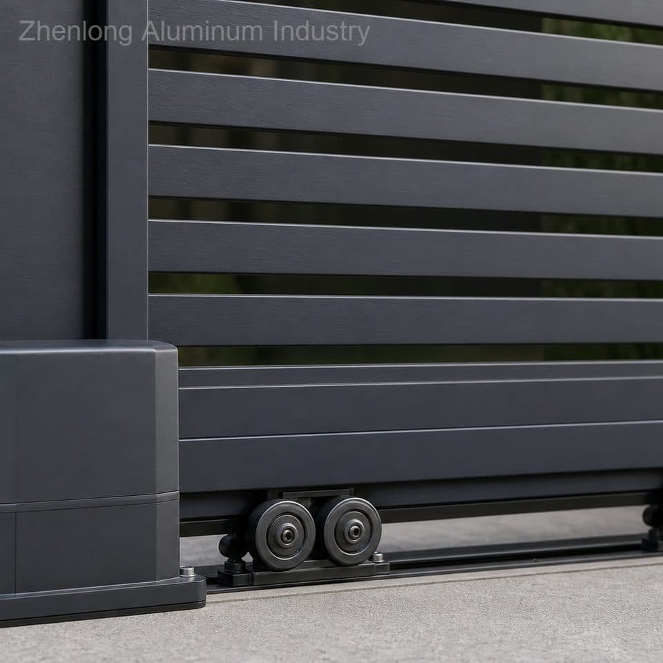 Glass Sliding Driveway Gates Secure Multi-Point Locking System Heavy Duty 6063-T5 Aluminum Alloy AAMA Powder Coated for Modern