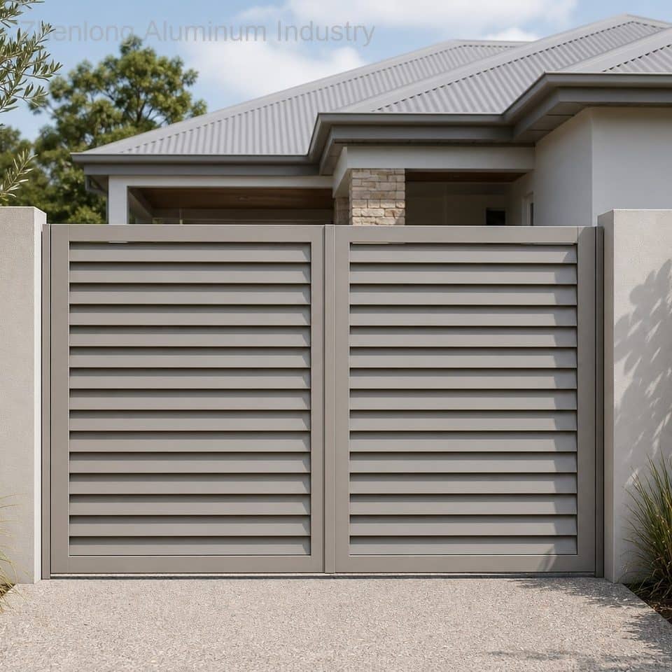 Security Driveway Gates Modern Aluminum Weatherproof Durable Eco-Friendly with 3D Modeling for Front Yard Entrance
