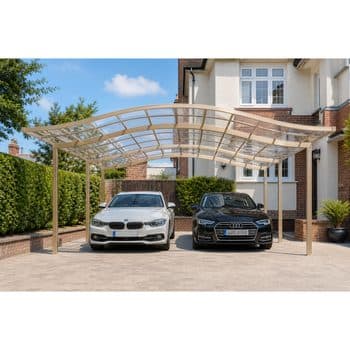 Aluminium Modern Arch Carport Canopy with Low Maintenance Durable Waterproof Finish for 2-Car Outdoor Driveway Parking Cover