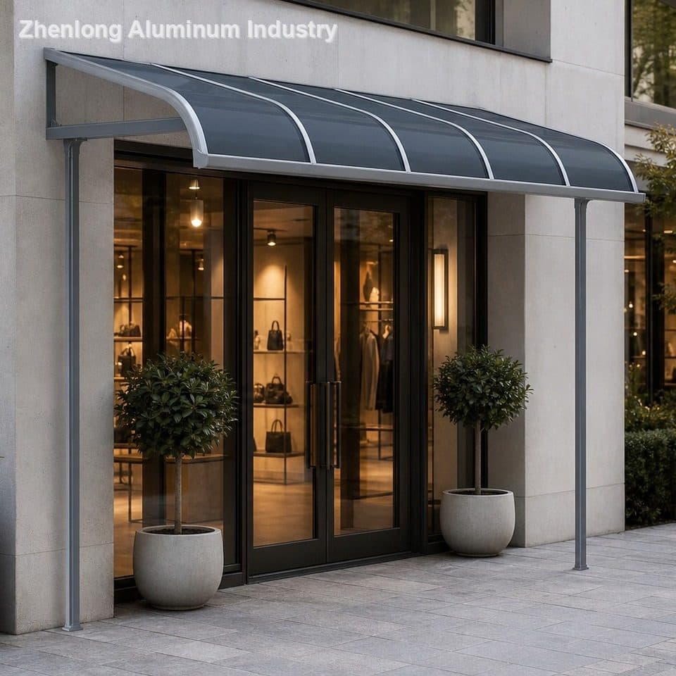 Aluminum Manual Window Awning Canopy Cantilever Design No Ground Posts UV Resistant PVC Roof Panels Modern Home Balcony Sun