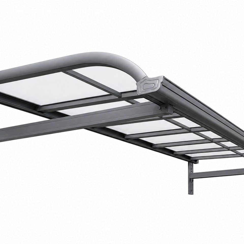 Aluminum Modern Manual Terrace Rain Canopy Durable Construction Long Life Quick Assembly Bolt Together Kit Warehouse Loading