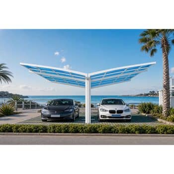 Custom Aluminum Carport Arch Roof Modern Design Double Bay Waterproof Durable Parking Configuration for Backyard Car Shelter