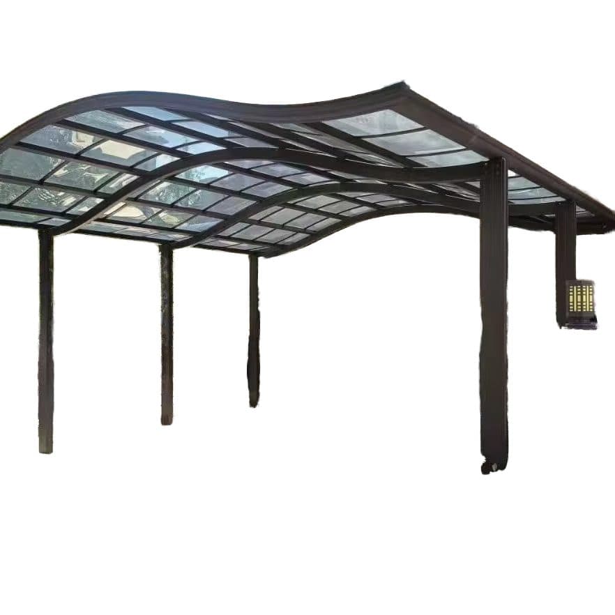 Modern Luxury Outdoor Wind and Snow Resistance PC Aluminum Arched Roof Car Cover Carport Canopy Garage